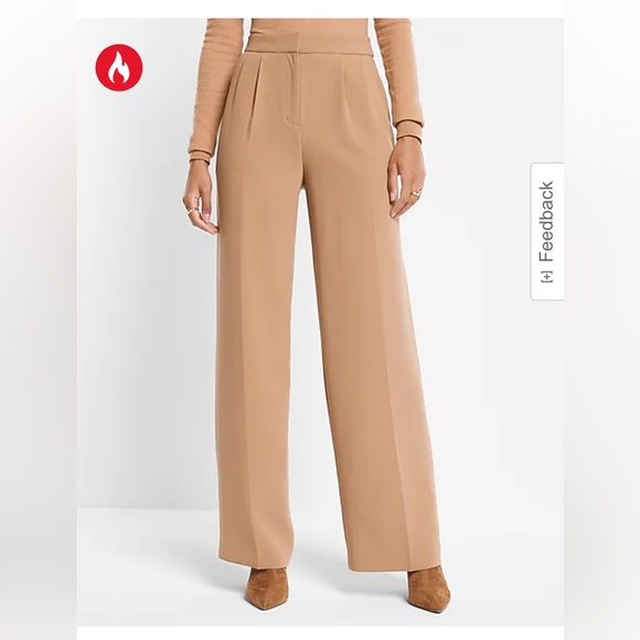 Express Pants - Express Women’s Super High Waisted Pleated Wide Leg Dress Pants Beige 10 Short